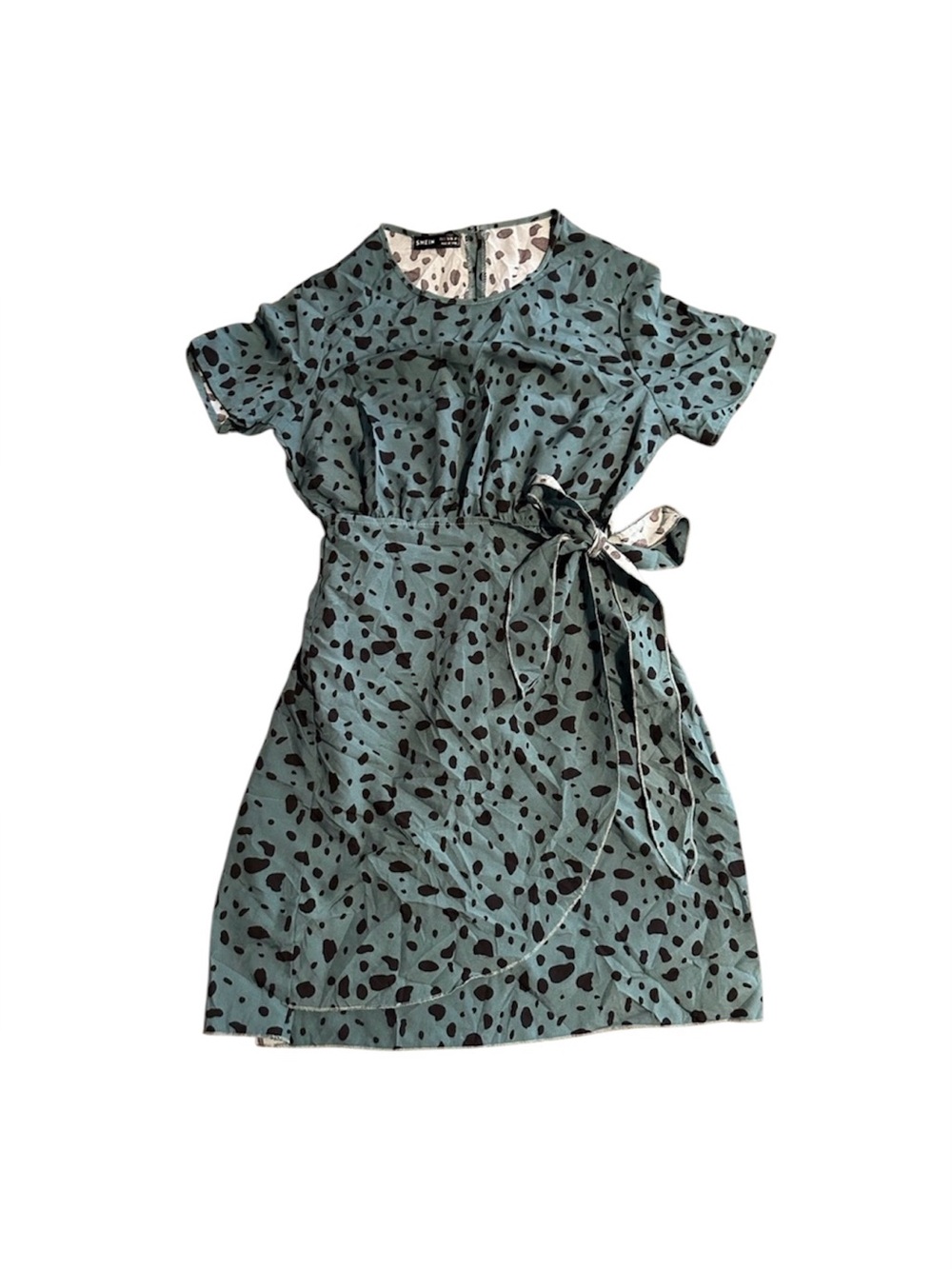 SHEIN Faux Wrap Anima Print Dress